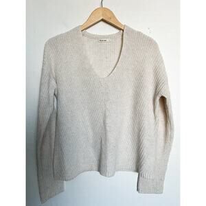 Marine Layer Sweater Womens Large Knit Elise Oatmeal Ivory V Neck